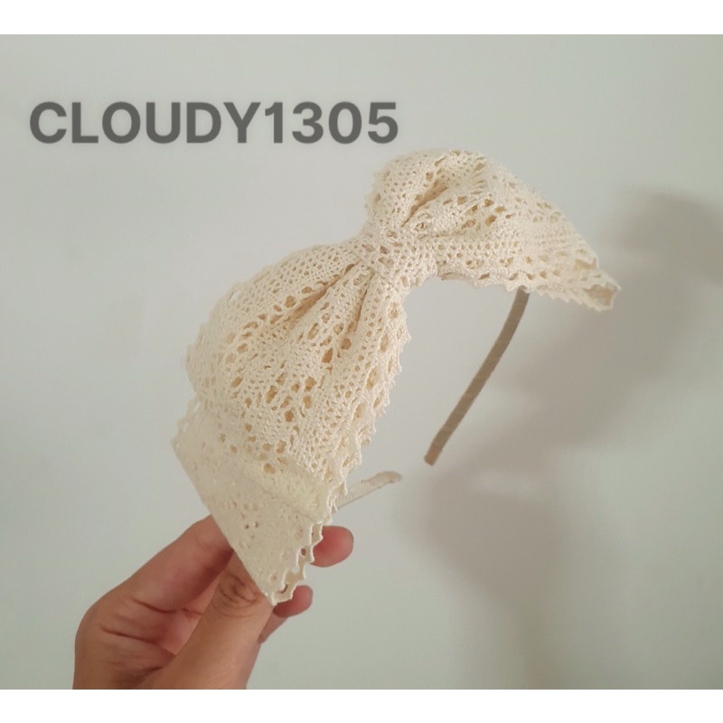 Cài tóc/ Bờm tóc nơ ren 2 tầng nằm