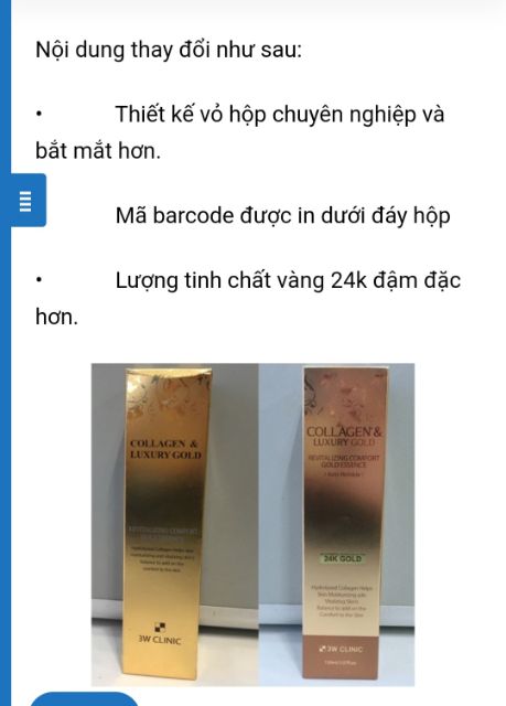 Tinh Chất Vàng Collagen And Luxury Gold 3w Clinic 150ml mẫu mới