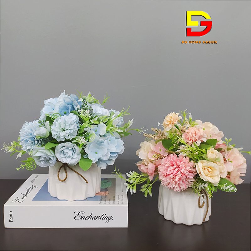 Hoa Giả, Chậu Hoa Cẩm Tú Cầu Mini Để Bàn Trang Trí Nhà Cửa, Làm Quà Tặng ý Nghĩa DG-32