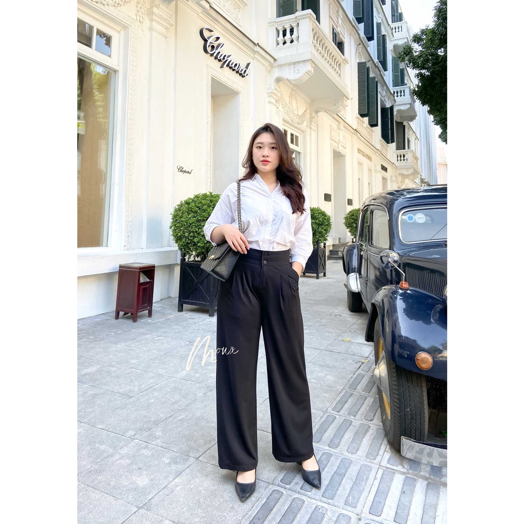 𝐌𝐀𝐃𝐀𝐌 ✿ Quần Dài Nữ Ống Suông Đen BIGSIZE Cạp Cao Dáng Đứng Form Rộng It Nhăn, Đi Làm, Đi Học, Đi Chơi (55-95kg)