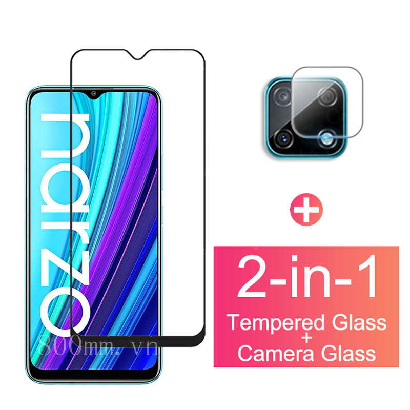 Kính bảo vệ màn hình + camera cho Realme Narzo 30A Narzo 20 X7 7 6 Pro 7i 6i C21 C17