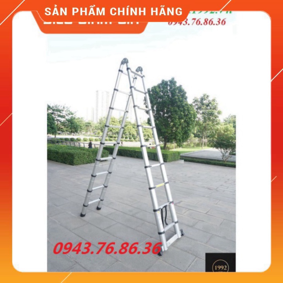 Thang Nhôm Rút Chữ A 6.4M (3.2+3.2)M [Tặng 2 Chốt Thang]