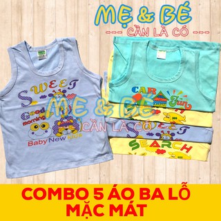 Combo 5 áo ba lỗ mỏng mát cho bé 5-15kg