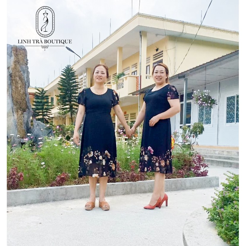 Đầm trung niên cao cấp [LINH TRÀ] đầm voan dáng xoè hoạ tiết hoa trẻ trung cực xinh - mã TM 134 | BigBuy360 - bigbuy360.vn
