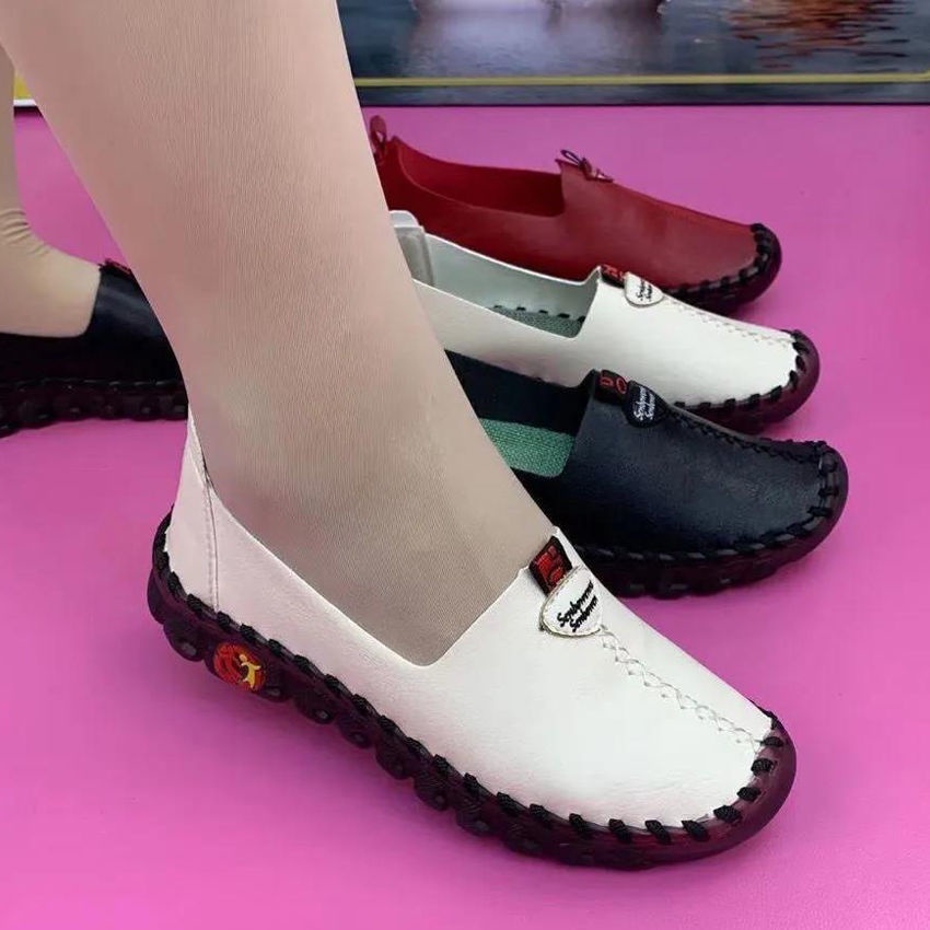 Giày Búp Bê Da Mềm Đế Bằng Thoải Mái Thời Trang Cho Phụ Nữ Trung Niên