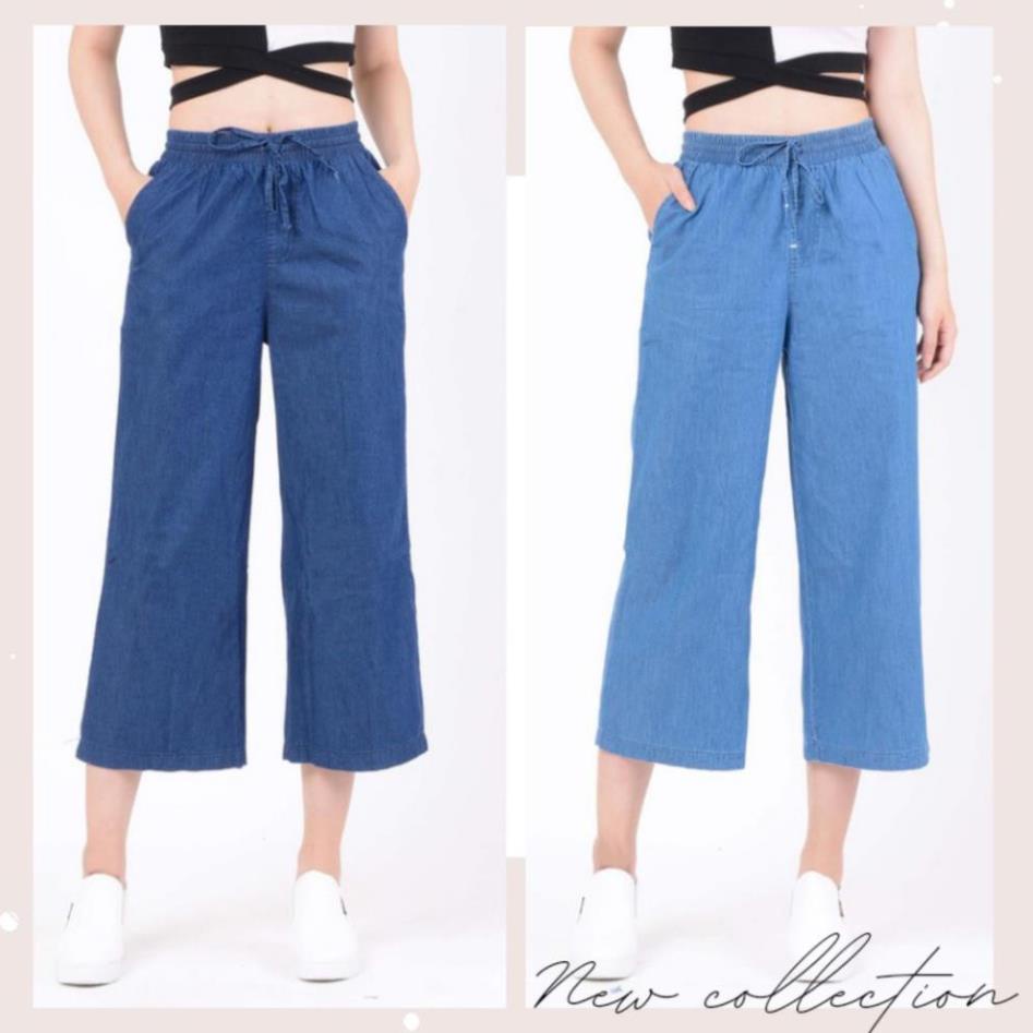 Quần jean giấy nữ ống rộng baggy đẹp lưng cao cạp chun trơn hàng hiệu cao cấp XANH ĐẬM, XANH NHẠT ! ! !