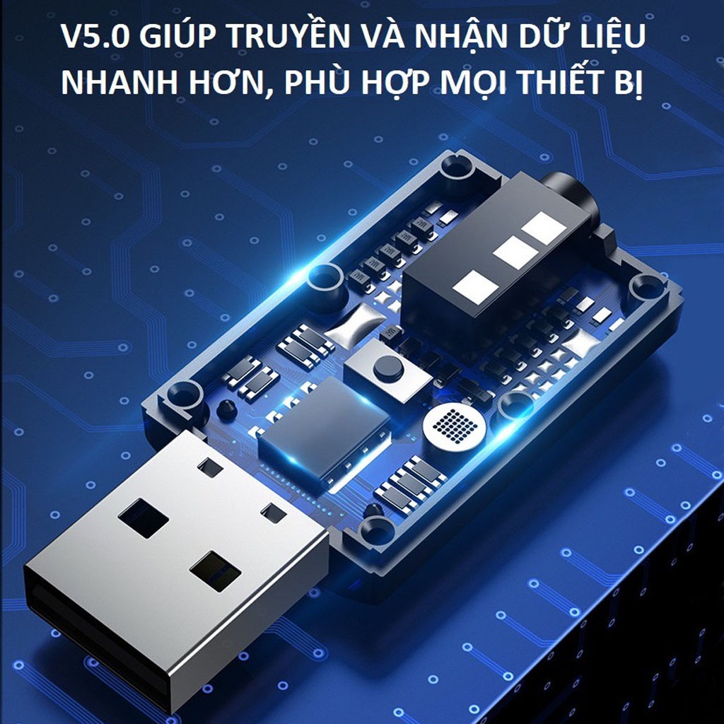 Thiết bị thu, phát âm thanh kết nối Bluetooth 5.0 Aux Rca cổng cắm Usb 3.5mm cho TV PC xe hơi -dc4488