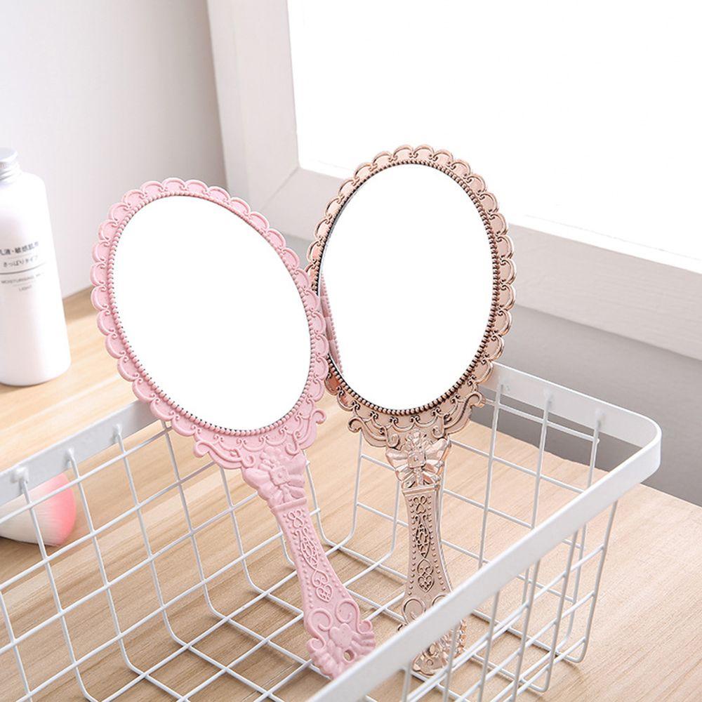CLEOES Gương Trang Điểm Cầm Tay Hình Oval Họa Tiết Hoa Phong Cách Retro