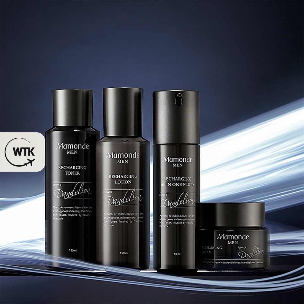 Mamonde Homme Men Recharging Toner, Lotion, All-In-One Fluid, Gift Set - Energized And Refreshed, Moisturizer For Men, Recharging Booster For Men