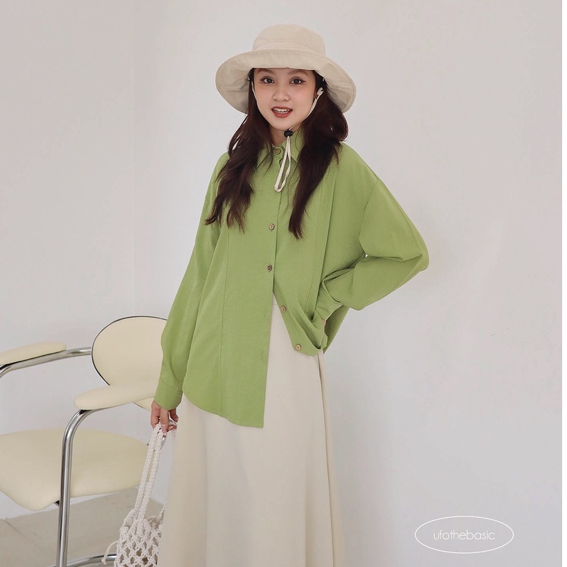 Áo sơ mi freesize chất đũi xước mềm - Hai Line Shirt - by ufo.thebasic