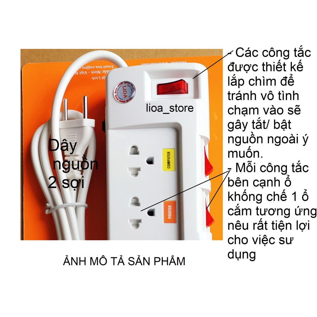 Ổ CẮM LiOA 5 Ổ 3 CHẤU  - CÔNG SUẤT LỚN CÓ ĐỒNG HỒ W(  MÃ SP: 5OFSSA2.5-2 VÀ 5OSA2.5-3).