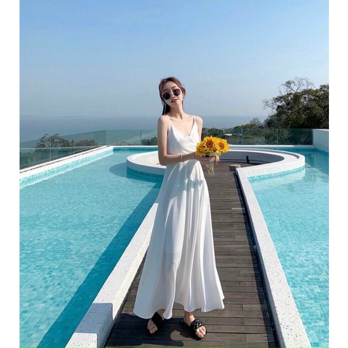 MAXI TRẮNG 2S ĐAN LƯNG THẮT NƠ ĐẮP CHÉO