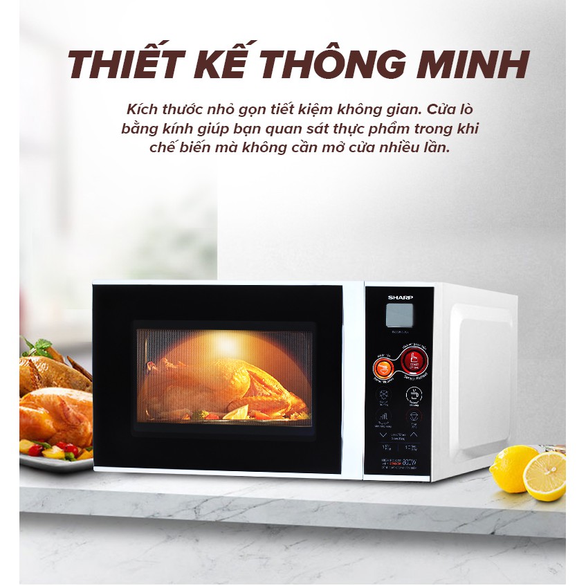 [Mã ELSHAP21 giảm 6% đơn 1TR] Lò vi sóng điện tử Sharp R-289VN(W) 22L Hàng Thái Tặng Máy vắt EJ-J256-WH