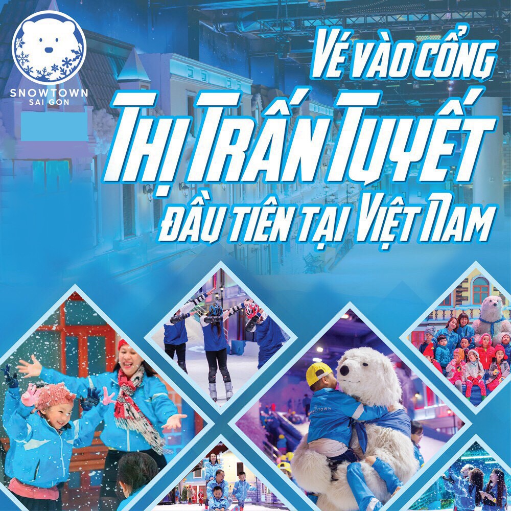 HCM [Voucher] 03 Vé Vào Khu Vui Chơi Thành Phố Tuyết Snow Town Sài Gòn, áp dụng tất cả các ngày trong tuần