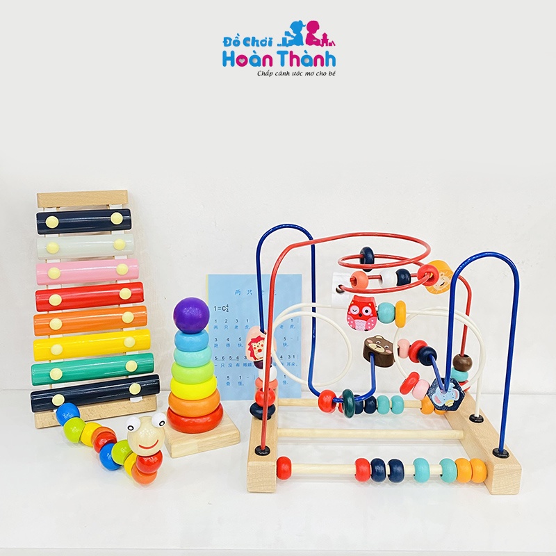 [Mã LIFETOYS1 giảm 30K đơn 99K] Đồ chơi xâu chuỗi luồn hạt cho bé kèm đàn T'rưng đồ chơi giáo dục sớm cho bé 1-3 tuổi