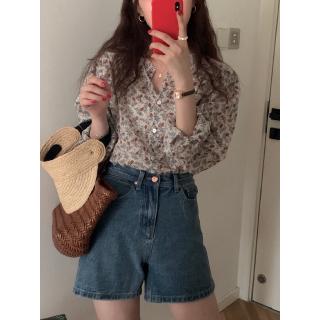 Áo sơ mi nữ dài tay hoa mỏng Hàn Quốc