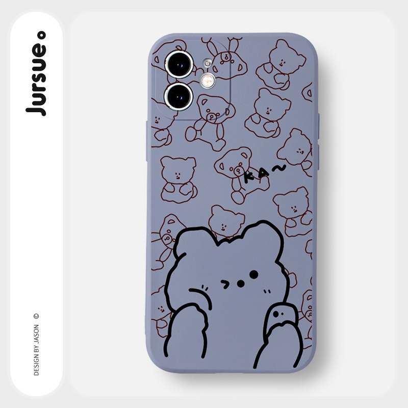 Ốp lưng JURSUE hoạt hình cặp đôi dễ thương đẹp cho iPhone 13 12 11 Pro Max SE 2020 X XR XS ip 8 7 6 6S Plus kute Y182