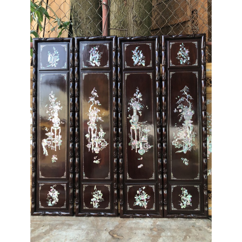 (Tranh khảm gỗ gia truyền) Tranh tứ bình cao cấp