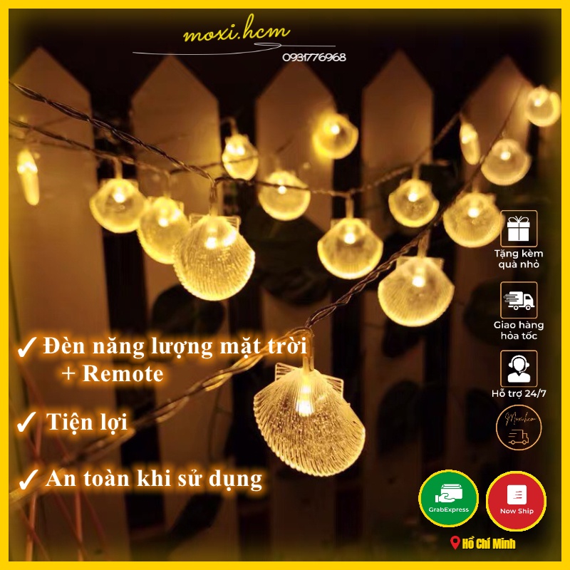 Đèn LED vỏ sò năng lượng mặt trời làm đèn decor, trang trí sân vườn ,ban công,ngoài trời không thấm nước MOXI.