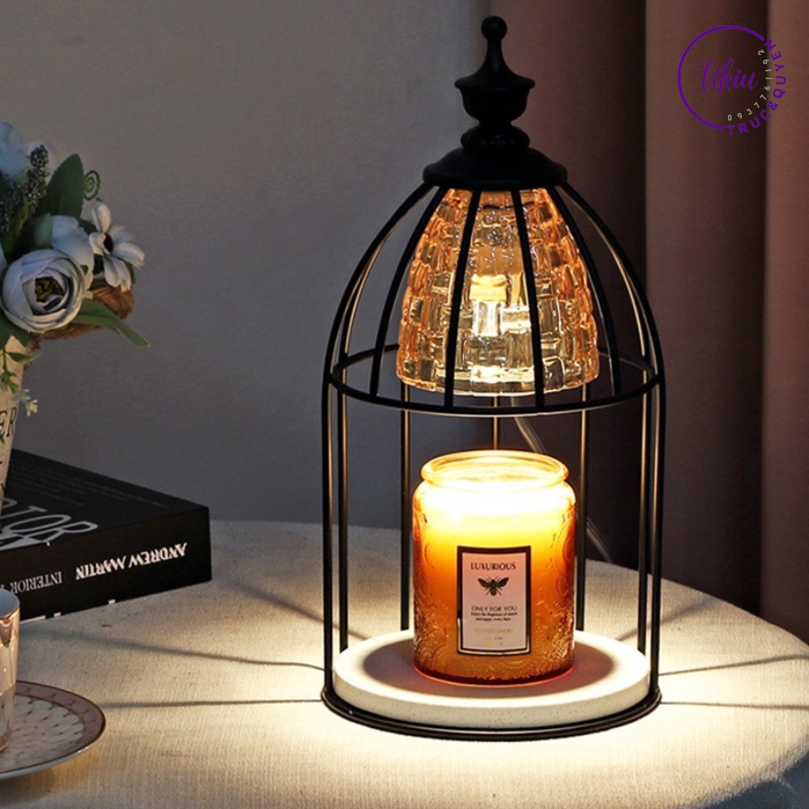 Đèn Đốt Nến Thơm Phong Cách Châu Âu TIKIU Lồng Chim Đế Đá Cao Cấp , Phụ kiện nến thơm Yankee, Bath & Body Works 2022