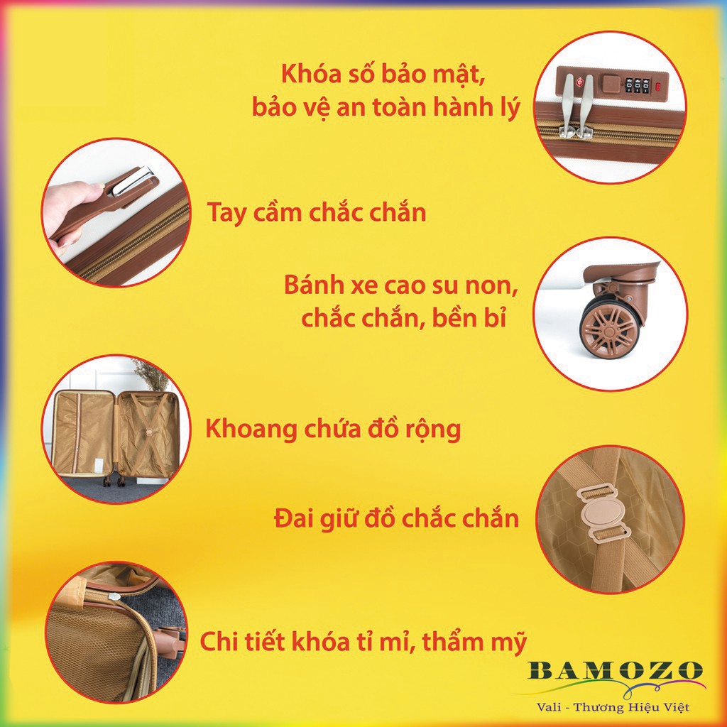 [GIÁ HỦY DIỆT] Vali Nhựa Bamozo 8815 - Vali Du Lịch Size 20" - Size Xách Tay - Chống Va Đập - Trầy Xước - Bảo hành 5 năm