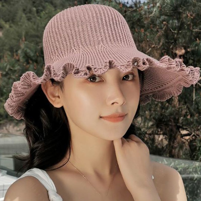 Mũ Chống Nắng Dệt Kim Phối Lỗ Buộc Tóc Đuôi Ngựa Thời Trang Mùa Hè Cho Nữ