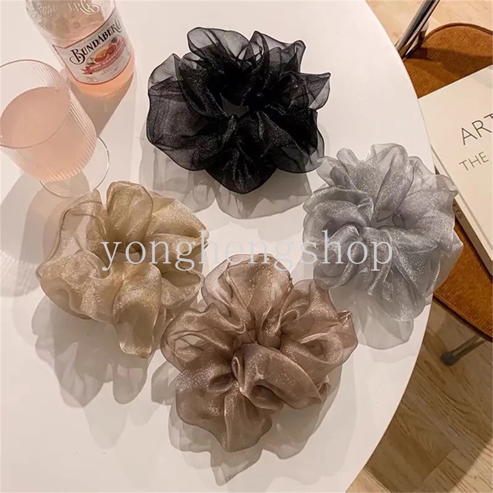 Dây Buộc Tóc Vải Tuyn Co Giãn Lấp Lánh Thời Trang Cho Nữ