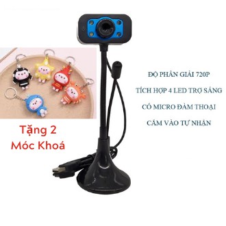 Webcam  VCAM độ phân giải 640p có micro phone - 4 đèn led trợ sáng (nhiều màu)- Hình Ảnh Đẹp Rõ Nét