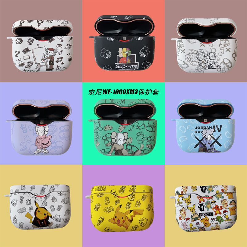 【In Stock】Sony WF-1000XM3 Case Cartoon Cute Pokémon Pikachu Frosted Hard Shell Creative Tide Brand Kaws Sony Bluetooth WF-SP800N Earphone Protective Case Cover