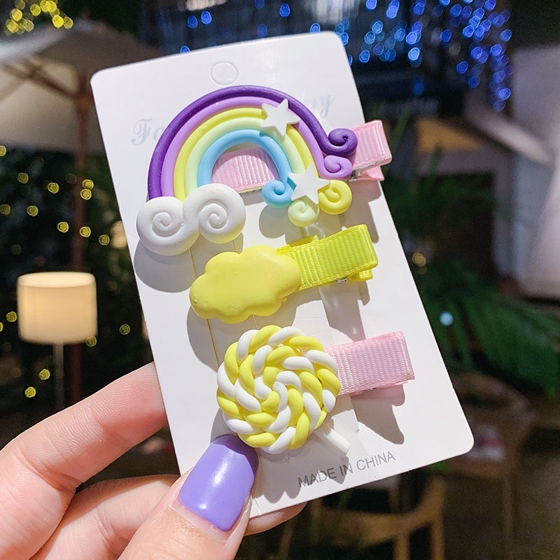 Kẹp Tóc Màu Cầu Vồng Dễ Thương Thời Trang Cho Bé Gái