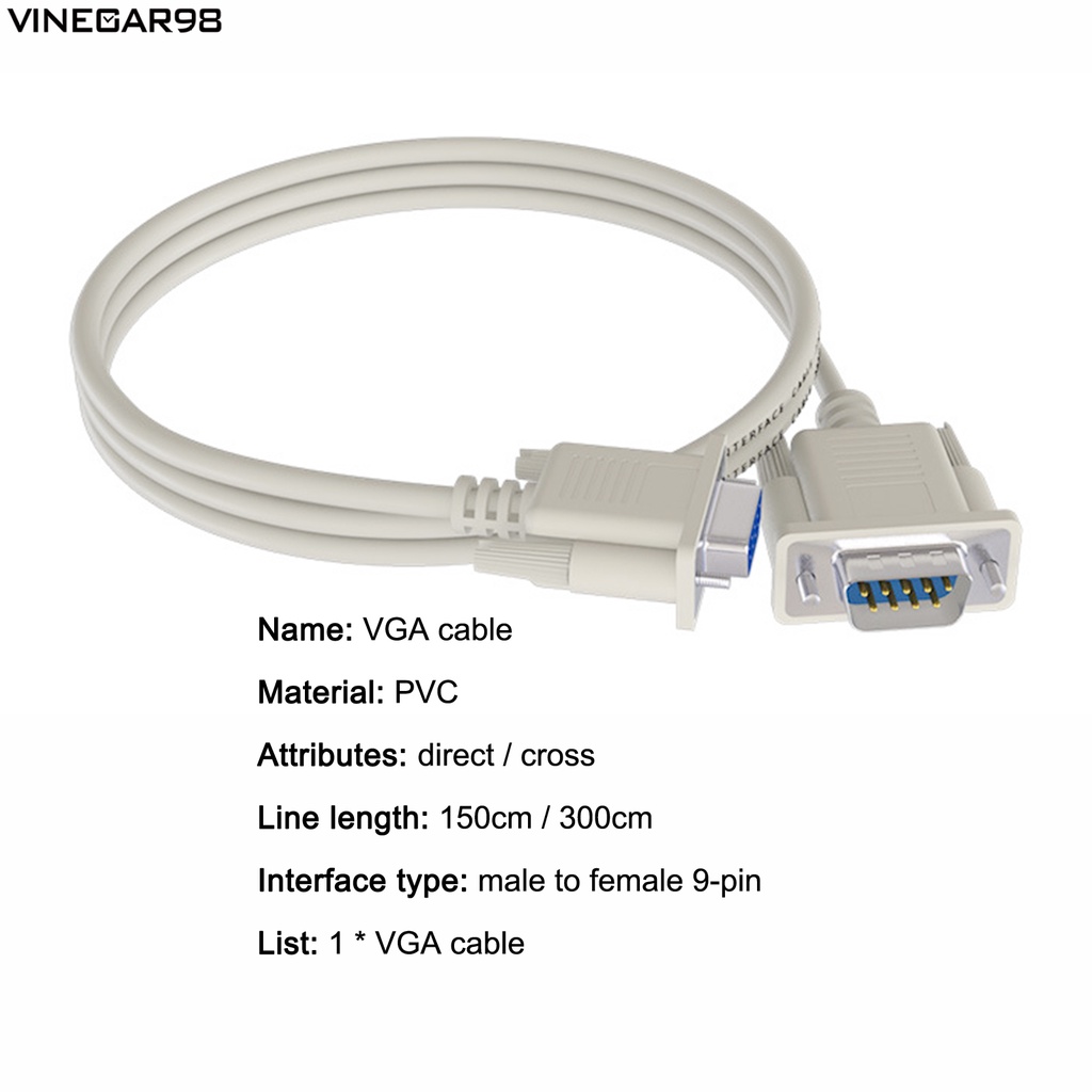 vinegar98 Reliable VGA Extension Cord 9Pin Male to Female Extender Cord Adapter No Delay for PC | WebRaoVat - webraovat.net.vn