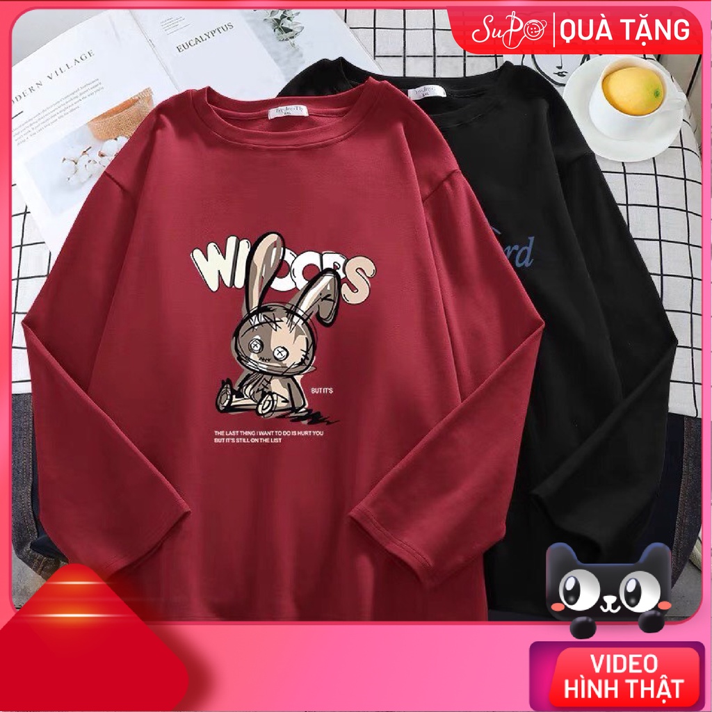Áo thun tay dài, in thỏ, form rộng, Nam nữ đều mặc được (Supo Shop)