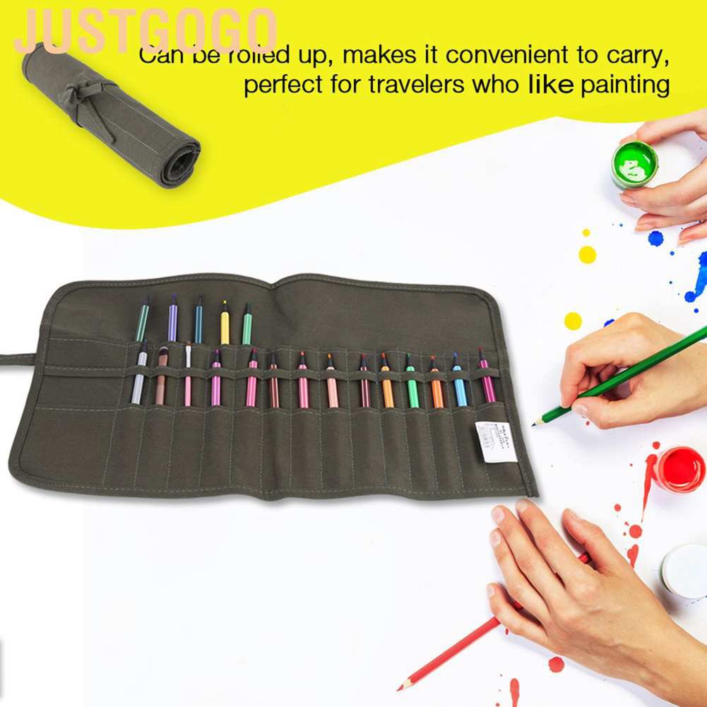 (Hàng Mới Về) Túi Đựng Cọ Vẽ 30 Lỗ Bằng Vải Canvas Tiện Dụng