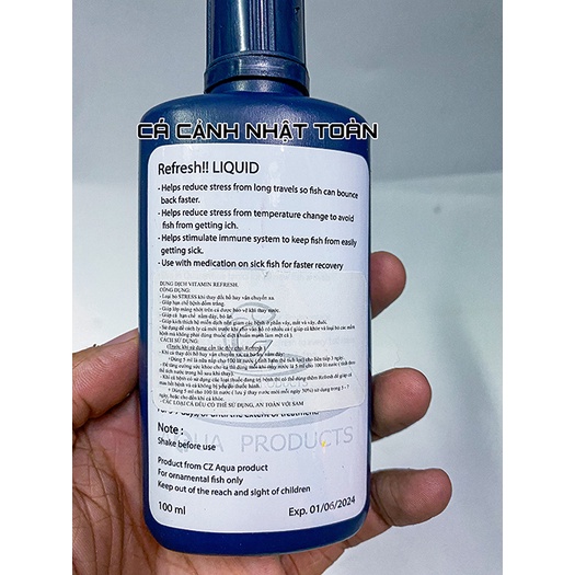 DUNG DỊCH VITAMIN REFRESH CZ THÁI LAN 100ML CHỐNG STRESS CHO CÁ CẢNH