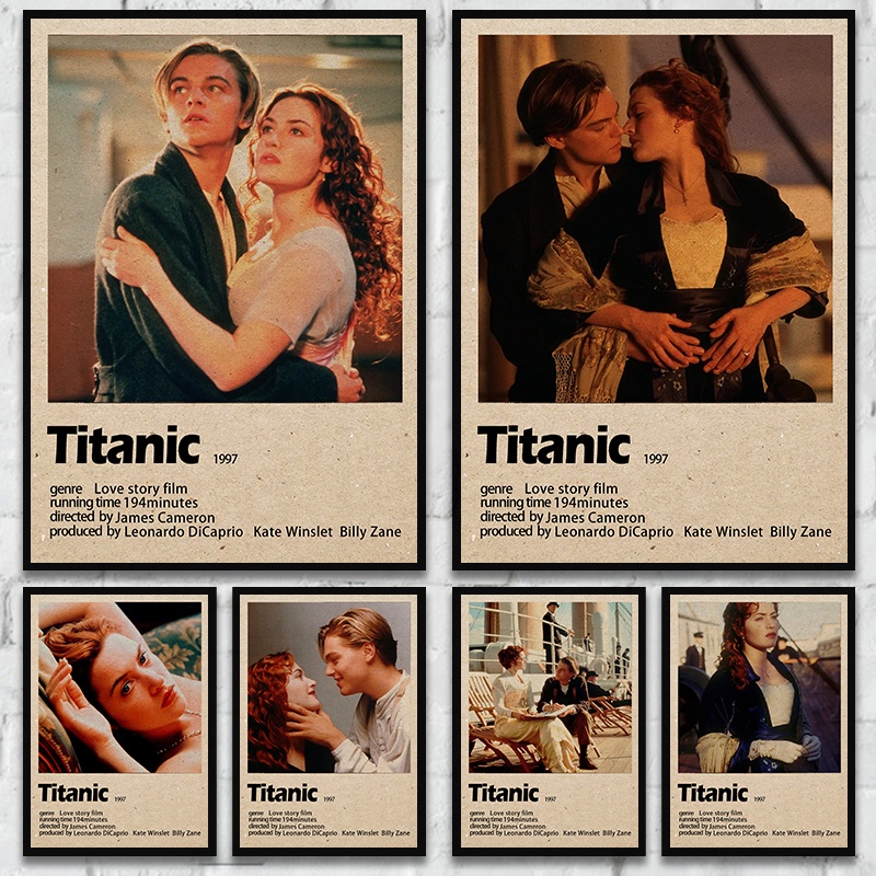 Tấm Áp Phích Trang Trí Phòng Khách / Quán bar Hình Tàu titanic Kiểu retro