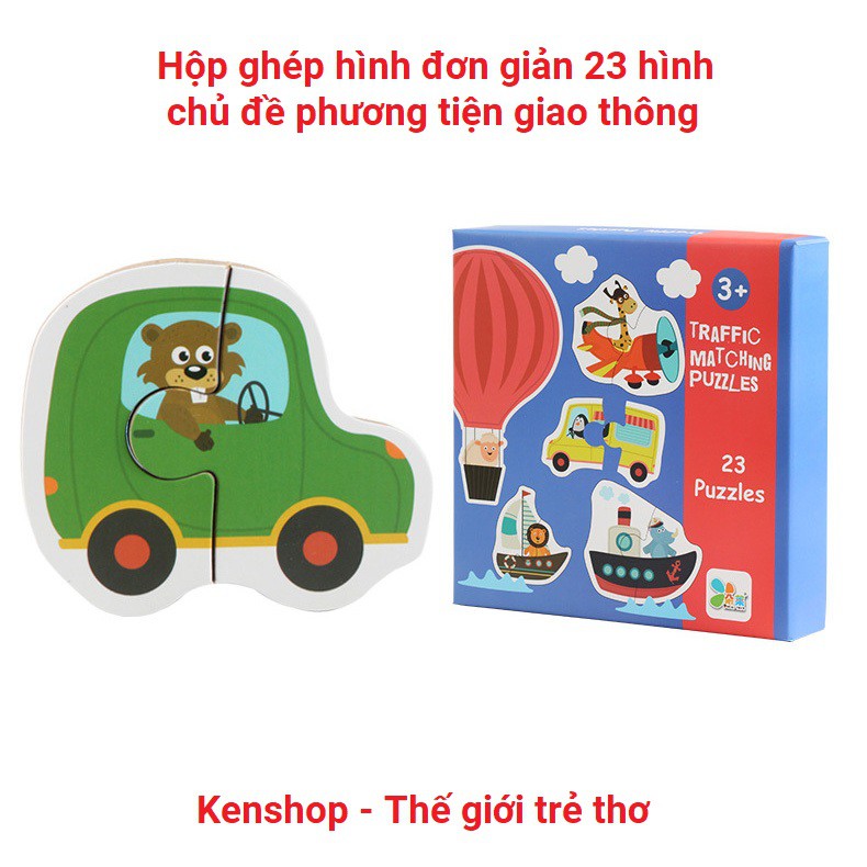 Bộ ghép hình Puzzle 2 mảnh hộp giấy 3 chủ đề vô cùng đáng yêu cho bé KB216050