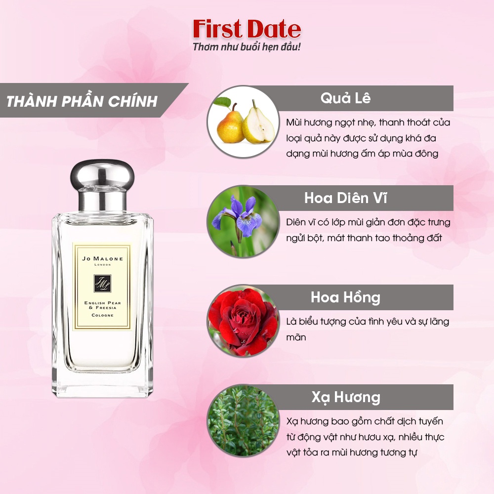 Nước hoa nữ Jo Malone English Pear & Freesia. Lưu hương lâu chính hãng 100% - Nhẹ nhàng, Sang trọng - First Date