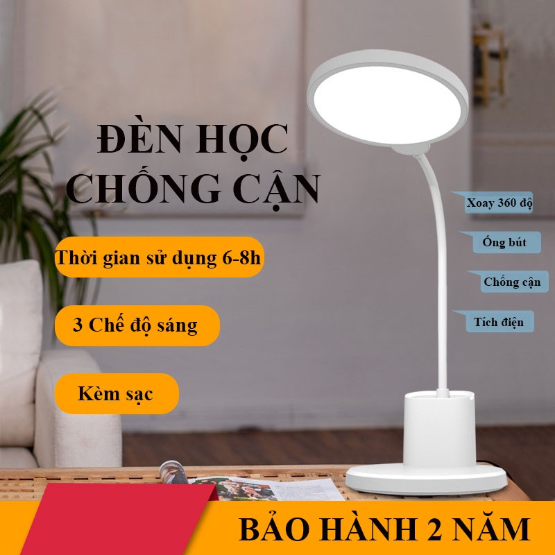 Đèn Học Chống Cận, Đèn Học Để Bàn Cảm Ứng Có Ống Bút Cho Bé Kèm Sạc Đèn Trần Phú