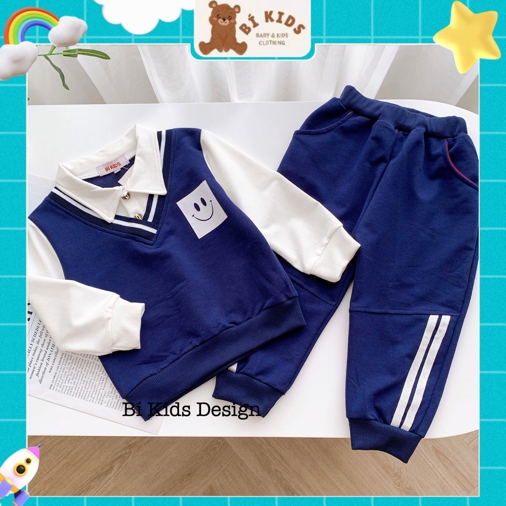 Bộ quần áo dài tay công tử chất nỉ da cá cho bé trai1 2 3 4 5 6 7 tuổi thời trang thu đông cho bé trai Bí Kids