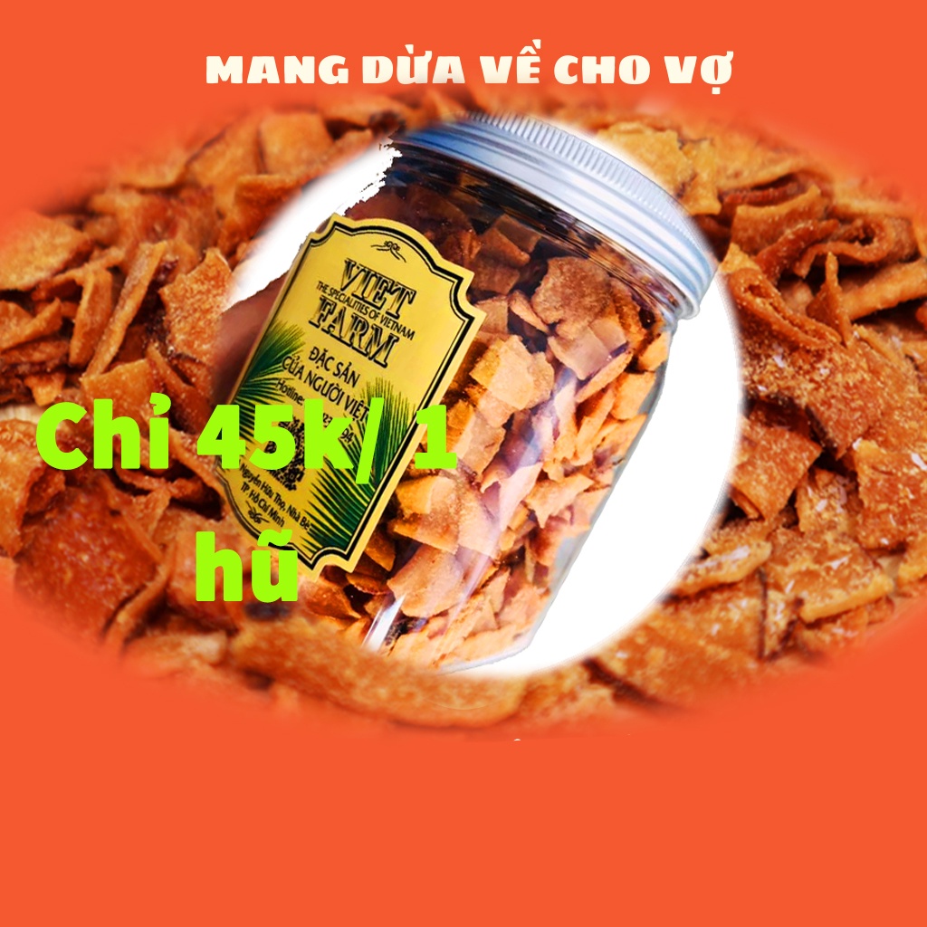Dừa sấy loại 1, Dừa Ngậm Sữa Sấy Béo Giòn Việt Farm Hũ 150g - 250g