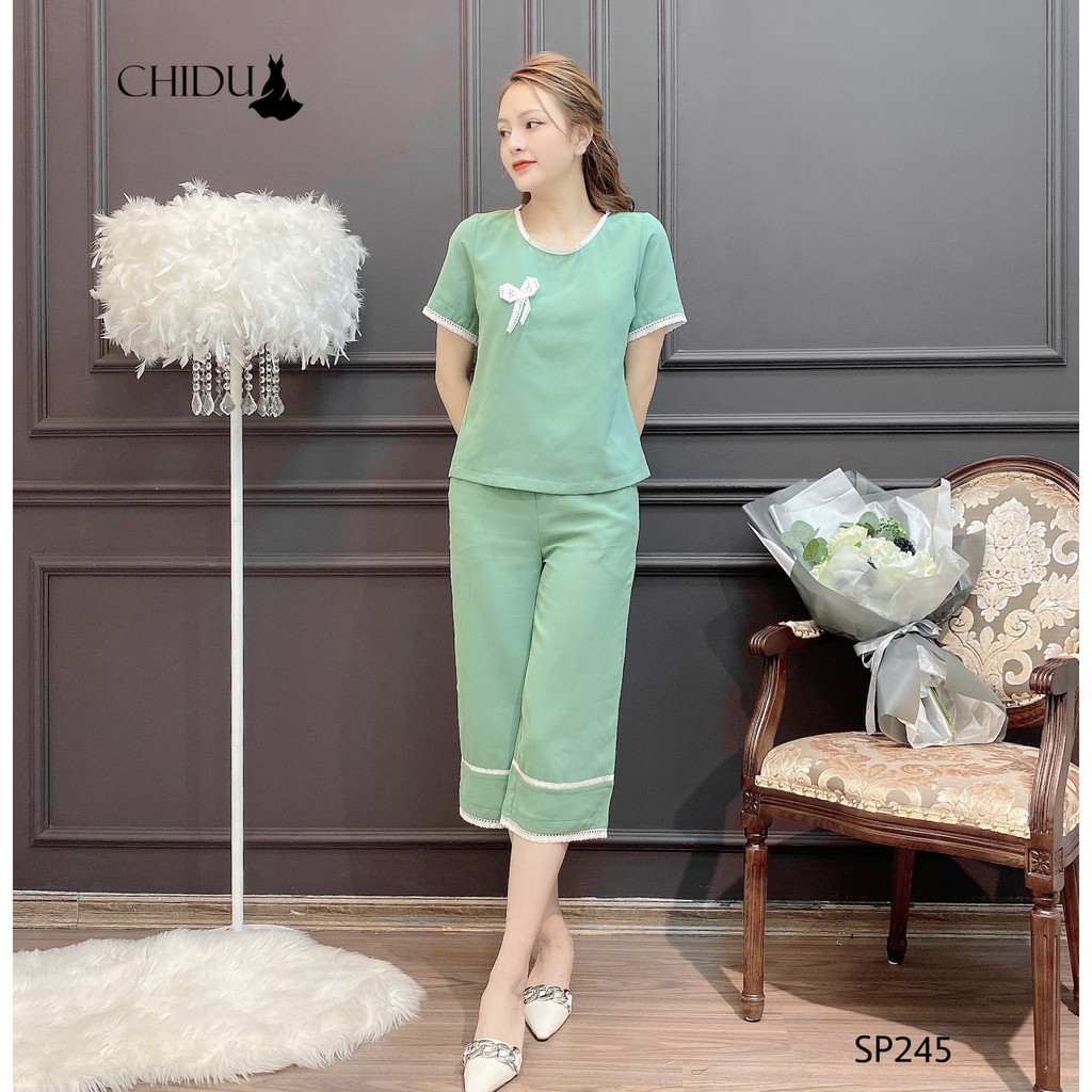 [ Mã WASTRUN4 giảm 10% tối đa 30K đơn 99K] CHIDU Set đũi hè đính nơ ngắn tay SP245 | BigBuy360 - bigbuy360.vn