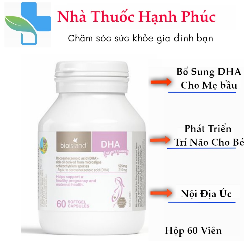 Bio Island DHA Cho Bà Bầu 60 Viên, Mẫu mới - Phát triển trí não cho bé từ trong bụng mẹ