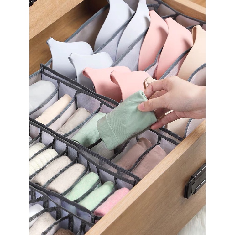 Túi vải đựng đồ lót tất vớ cá nhân nhiều ngăn tiện gọn dễ tìm khay xếp chia ô đựng đồ để tủ quần áo - K26