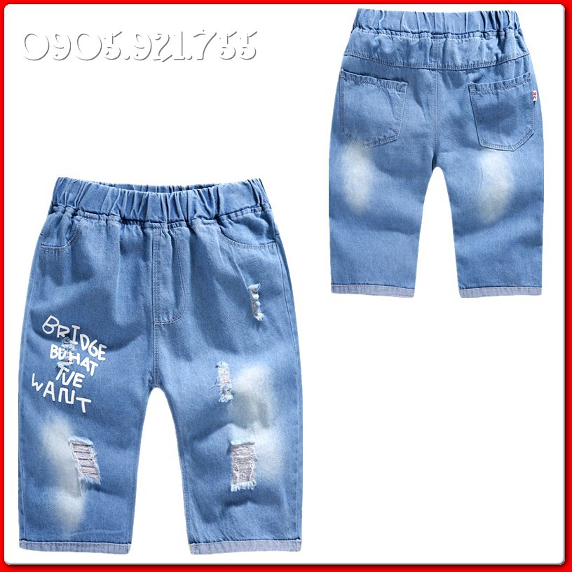 [SALE] QJ26⚡Size100-140⚡Quần Jean cho bé, wash nhẹ, phối rách⚡HÀNG QUẢNG CHÂU CAO CẤP⚡ | BigBuy360 - bigbuy360.vn