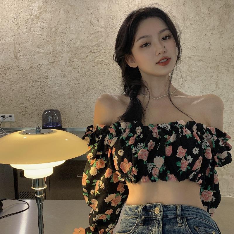 Áo Sơ Mi Chiffon Tay Phồng Ngắn In Họa Tiết Hoa Thời Trang Xuân Hè Hàng Mới Dành Cho Bạn Nữ