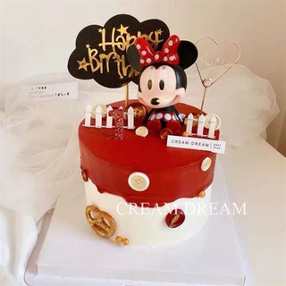 Phụ kiện trang trí bánh sinh nhật_Trang trí Minnie + giá đỡ