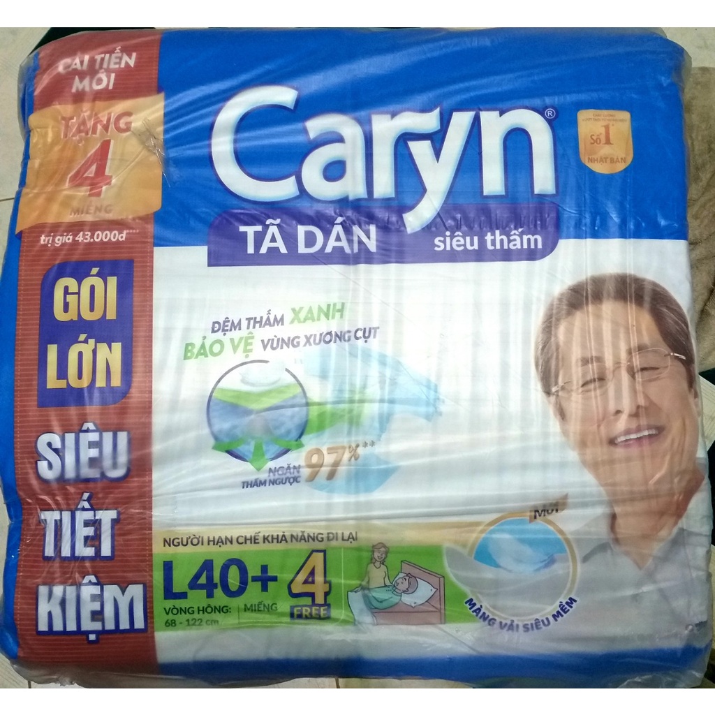 {TẶNG KHĂN ƯỚT CARYN-TÃ DÁN CARYN SIZE M40/L40 MIẾNG ĐỆM THẤM XANH
