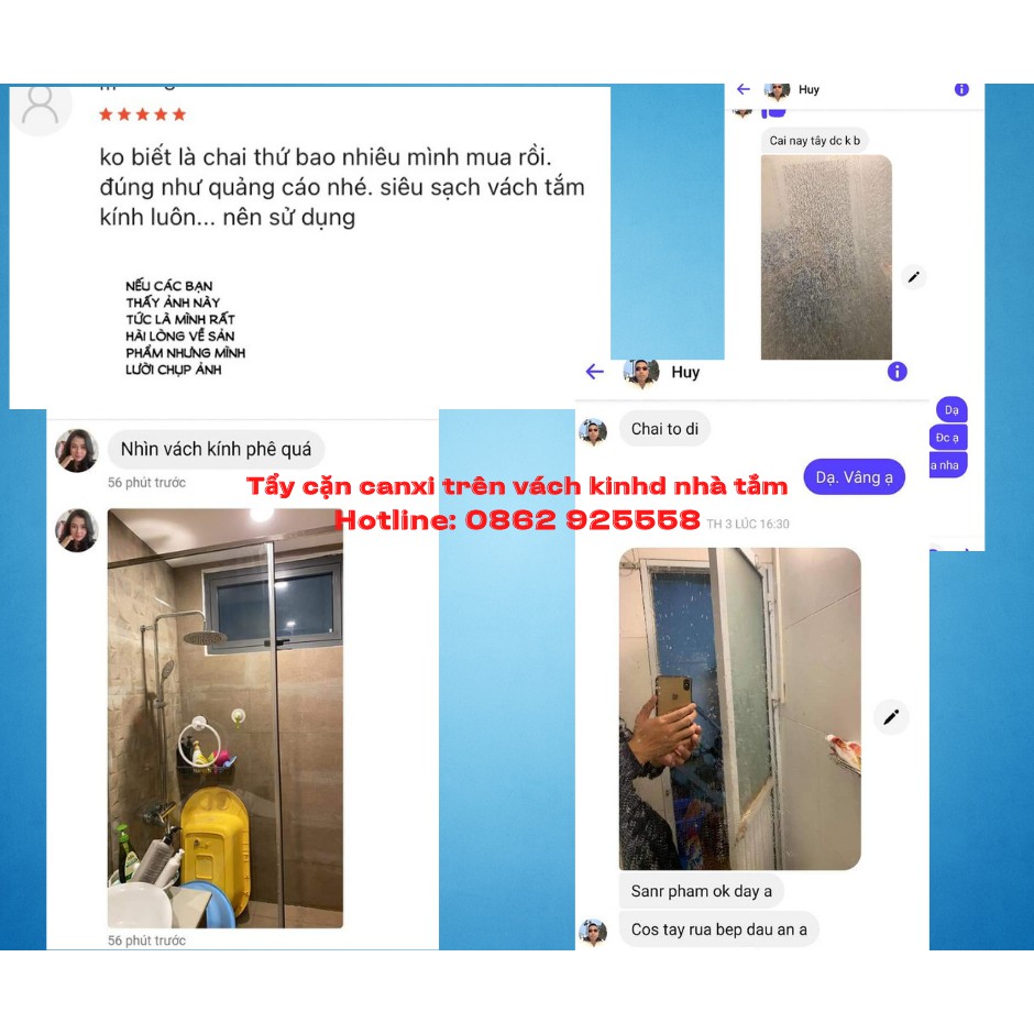 (RẺ HƠN 20K) Combo Nước Tẩy vòi sen nhà tắm, Tẩy Cặn Canxi Inox &amp; Tẩy Trắng Sứ, toilet,Tẩy Trắng Gạch Faster 500ml