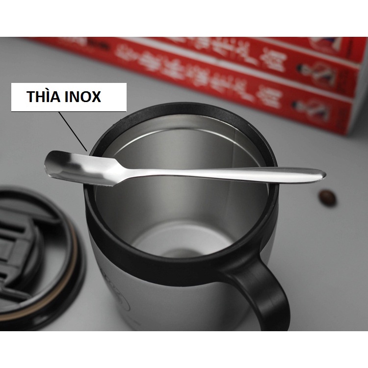 LY GIỮ NHIỆT CÀ PHÊ,TRÀ INOX 304 CREATIVE 330ML CHẤT LƯỢNG KÈM MUỖNG KHUAY INOX