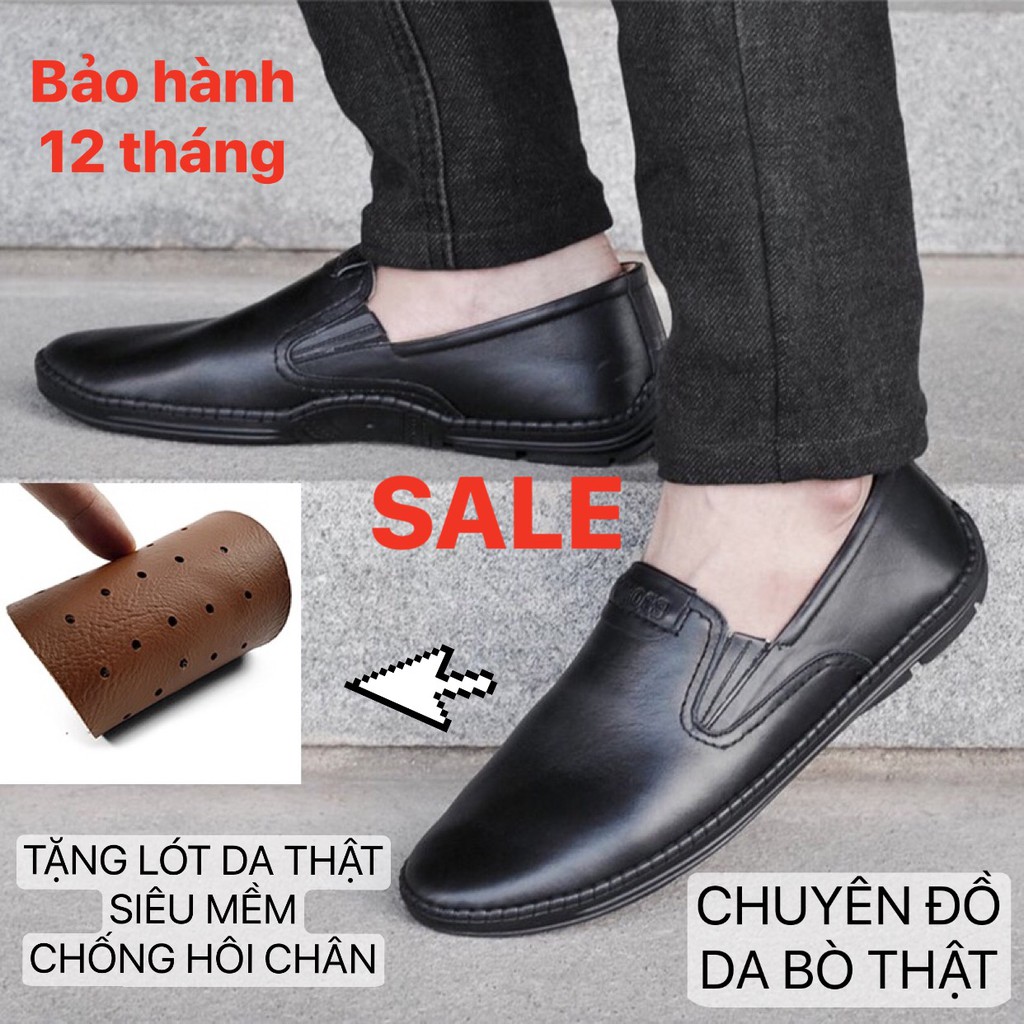 Xả Giá Gốc- Giày mọi nam da bò thật nguyên tấm siêu mềm VNXK GM36